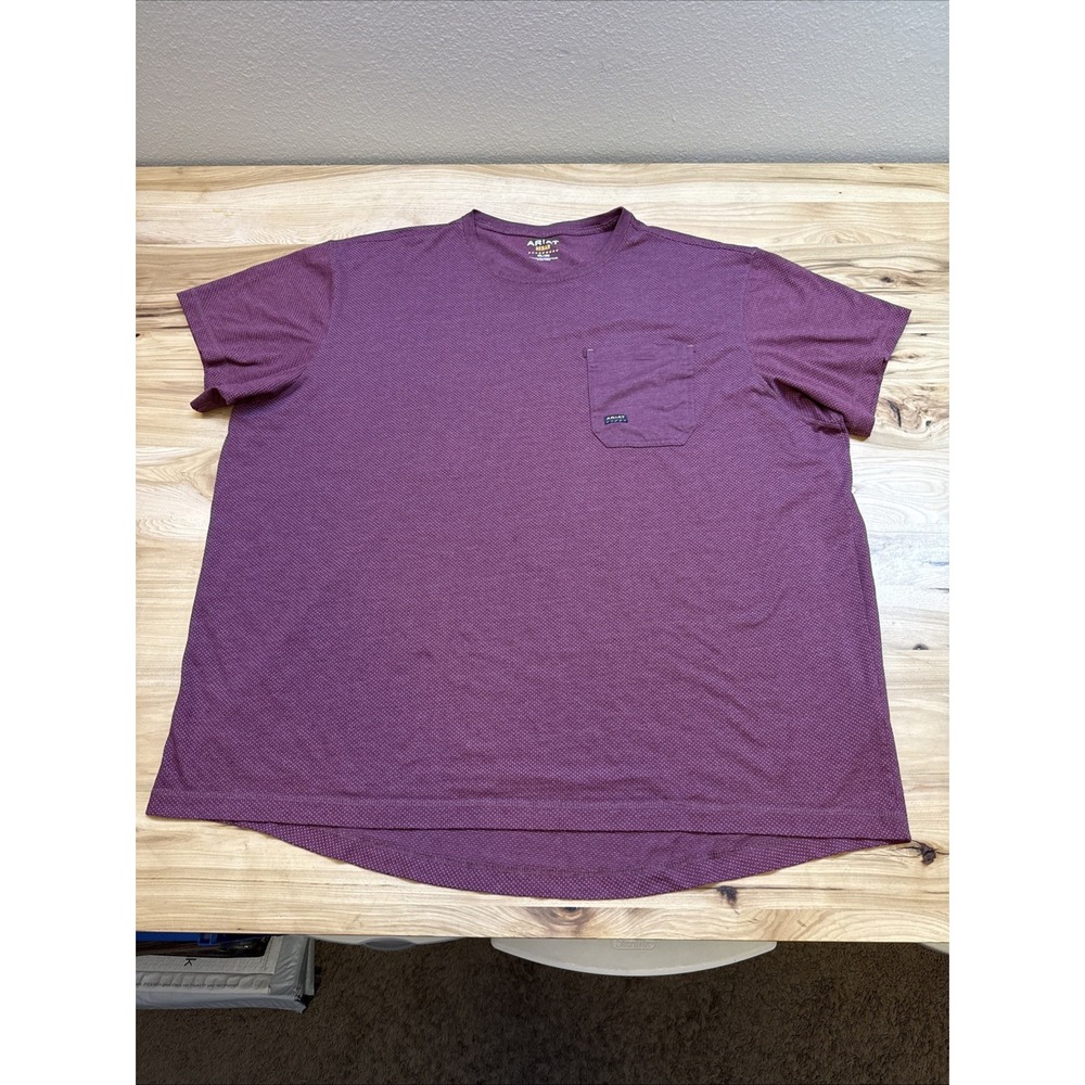 Ariat Rebar Shirt Mens Size 4XL Burgundy Pen Slot Pocket Cotton Blend T-Shirt